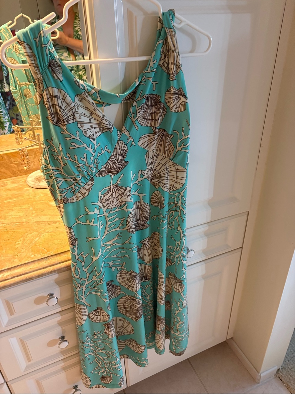 Turquoise Seashell Print Summer Dress